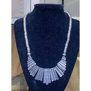 CHICO'S Silver Tone Statement Necklace 17" - 21"